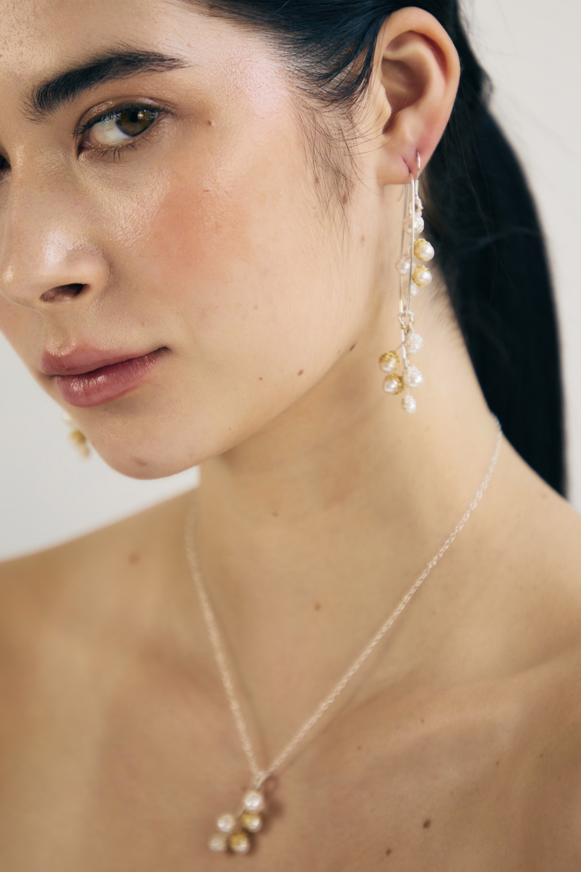 Baya Long Pearl Cluster Earrings