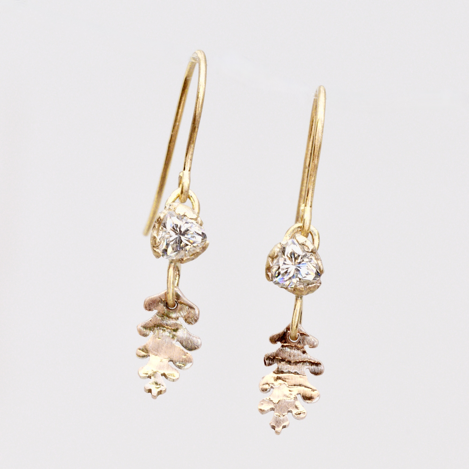 Moissanite & Autumn Gold Oak Leaf Earrings