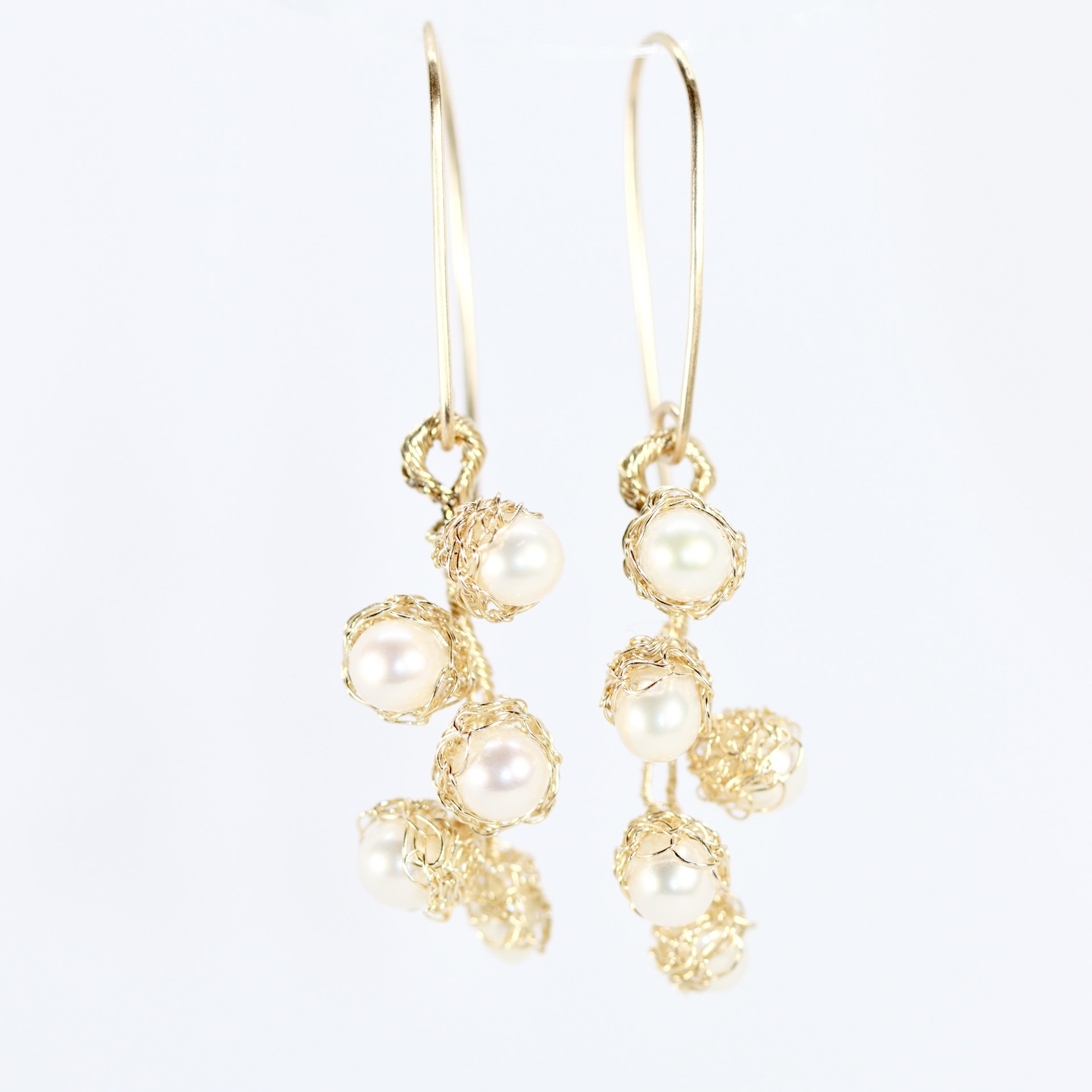 9ct Gold Baya Pearl Cluster Earrings