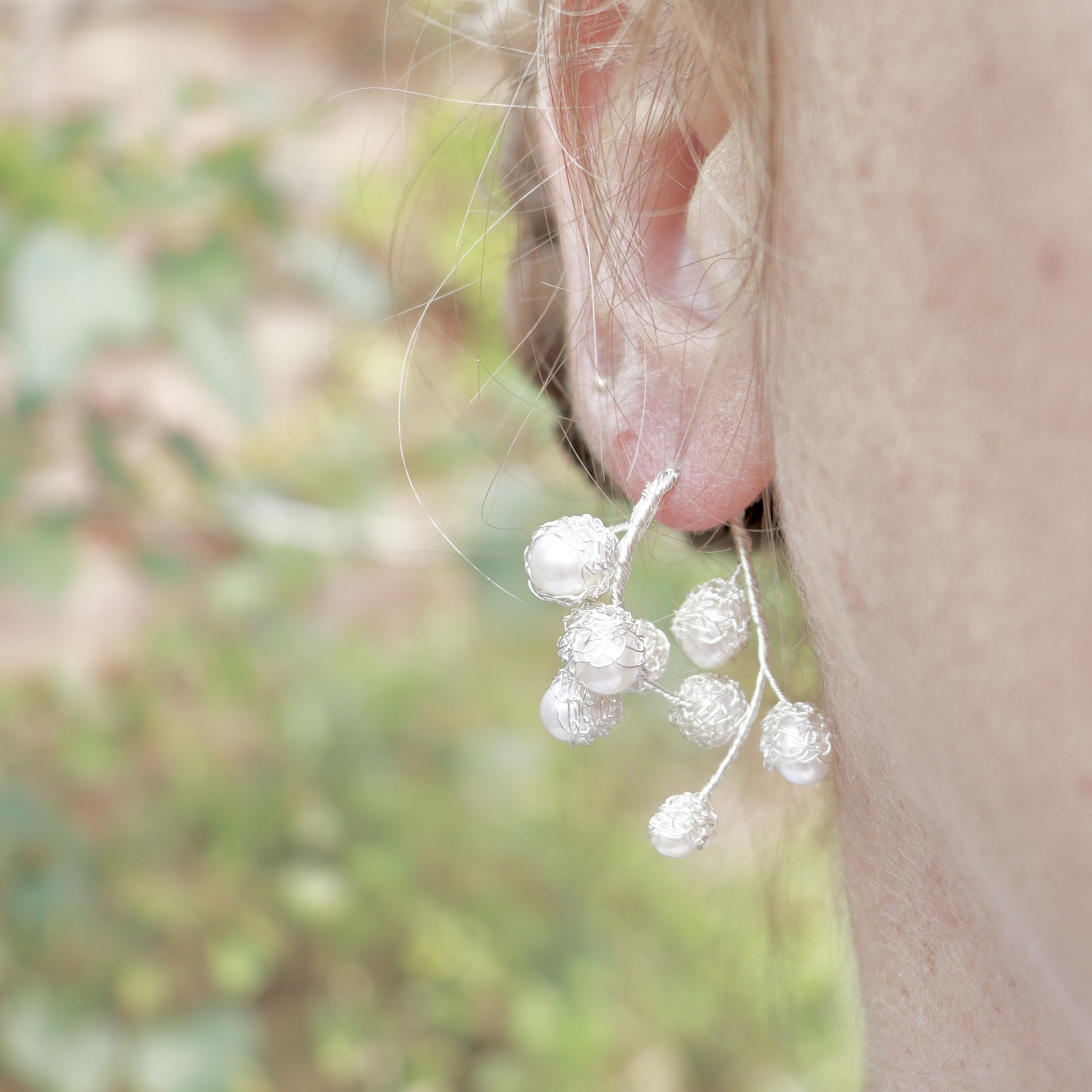 Baya Pearl Silver Hoop Earrings