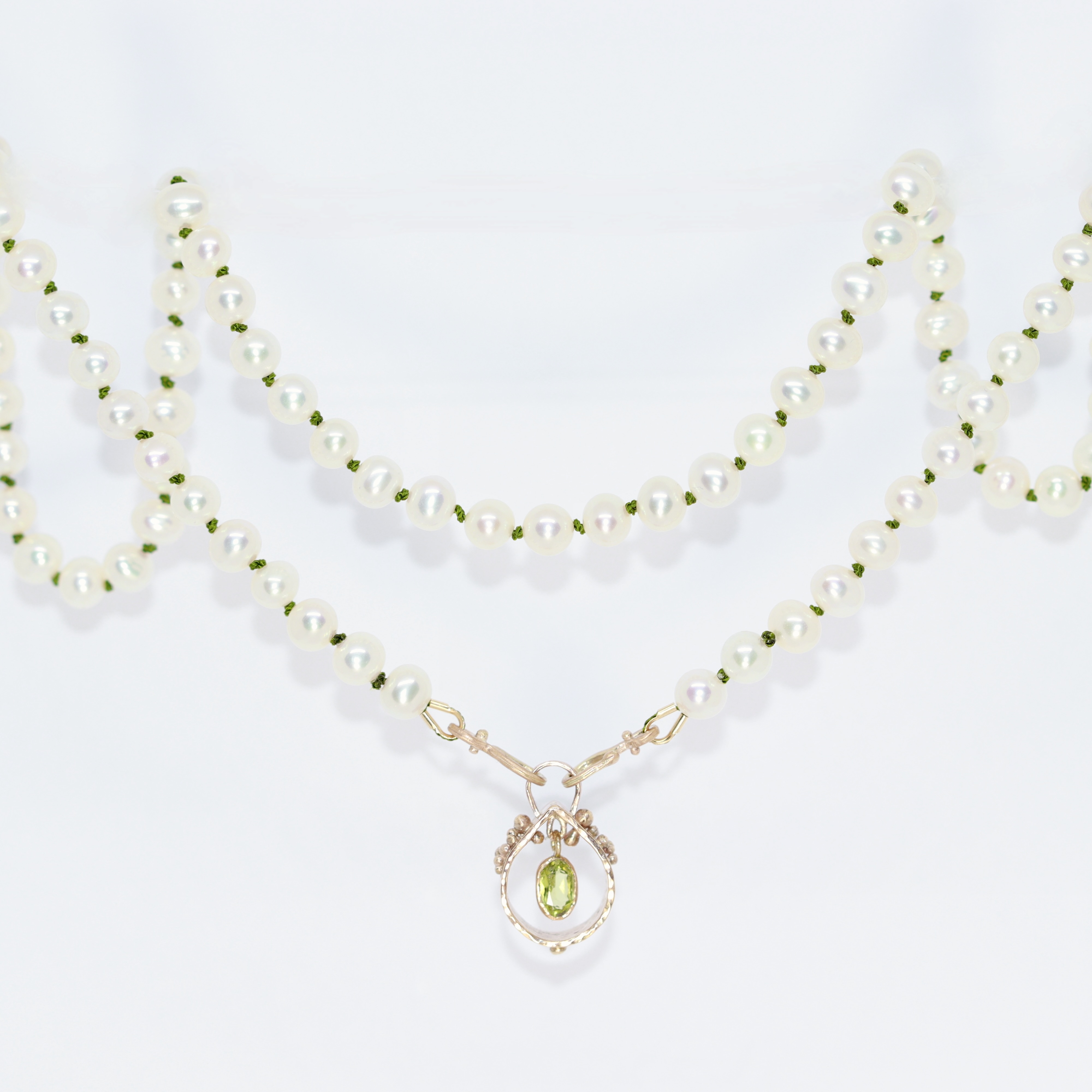 String of Pearls, Peridot and Gold Necklace